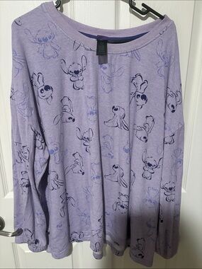 Womens Lavender Stitch Print Pajama Top